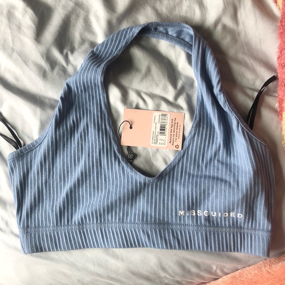 Light blue Misguided halter crop top